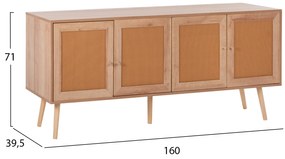 ΜΠΟΥΦΕΣ COLM HM9440.11 ΜΕΛΑΜΙΝΗΣ &amp; ΣΥΝΘΕΤΙΚΟ RATTAN ΣΤΙΣ 4 ΠΟΡΤΕΣ 160x39,5x71Yεκ.