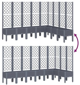 vidaXL Ζαρντινιέρα Κήπου με Καφασωτό Γκρι 200x160x142 εκ. από PP