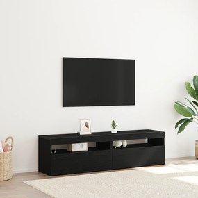 vidaXL Έπιπλα τηλεόρασης με φώτα LED 2 τεμ Μαύρη Δρυς 75x35x40 εκ Επεξεργασμένο ξύλο