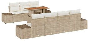 vidaXL Σετ Καναπέ Κήπου με αποθήκευση 8 pcs Μπεζ Πολυ ράταν
