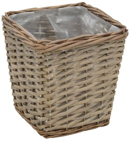 vidaXL Γλάστρες Υπερυψωμένες 3 τεμ. Wicker με Επένδυση Πολυαιθυλενίου