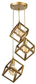 Κρεμαστό Φωτιστικό Οροφής Thora E27 τρίφωτο 22x22x70εκ Megapap-GP030-0047,3-Χρυσό GP030-0047,3
