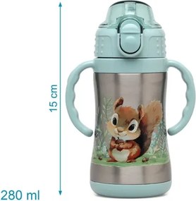 Παγούρι Θερμός Kiokids με Λαβές Σκιουράκι 280ml 6m