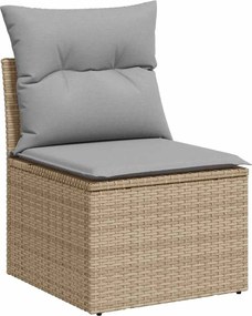 vidaXL Σετ Καναπέ Κήπου με μαξιλάρι 12 pcs Μπεζ Πολυ ράταν
