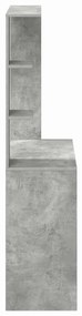 vidaXL Γραφείο με ράφι Γκρι σκυροδέματος 78.5 x 37 x 154.5 εκ