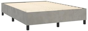 vidaXL Κρεβάτι Boxspring με Στρώμα Ανοιχτό Γκρι 140x200 εκ. Βελούδινο