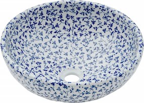 vidaXL Νιπτήρας Λευκός και Μπλε Φ41x14 εκ. Κεραμικός