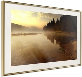 Αφίσα - Fog Over the Water - 30x20 - Χρυσό - Με πασπαρτού