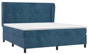 Κρεβάτι Boxspring με Στρώμα Σκούρο Μπλε 180x200 εκ. Βελούδινο - Μπλε