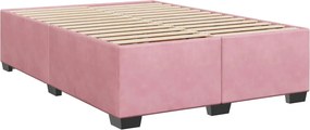 vidaXL Κρεβάτι Boxspring με Στρώμα Ροζ 140x190 εκ. Βελούδινο