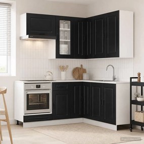 vidaXL Μονάδα κουζίνας KALMAR 8 pcs Μαύρο Επεξεργασμένο Ξύλο