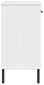 Κομοδίνο OSLO Λευκό από Μασίφ Ξύλο Πεύκου με Μεταλλικά Πόδια - Λευκό