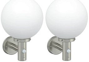vidaXL Εξωτερικά Φωτιστικά Τοίχου 2 pcs Ασημί 28 x 25 x 38 εκ