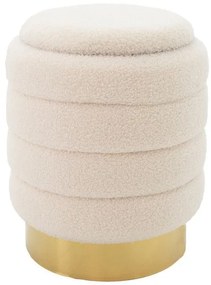 Σκαμπό-Μπαούλο Dazzle Pakoworld Μπουκλέ Cream-Χρυσό Φ36X44 εκ 257-000014 Pakoworld 257-000014 Γκρι