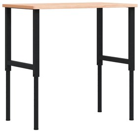 vidaXL Πάγκος Εργασίας Ορθογώνιος 100x60x(71,5-98) εκ Μασίφ Ξύλο Οξιάς