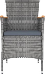 vidaXL Σετ Τραπεζαρίας Εξ. Χώρου 5 τεμ. Γκρι Συνθ. Ρατάν με Μαξιλάρια