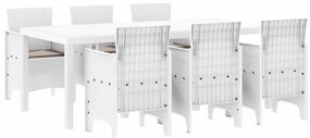 vidaXL Σέτ φαγητού για κήπο 7 pcs Λευκό Rattan Polt