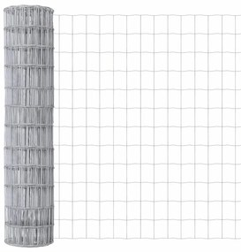 vidaXL Φράχτης με Στήλες. Ασημί 1.2 x 10 m Ατσάλι