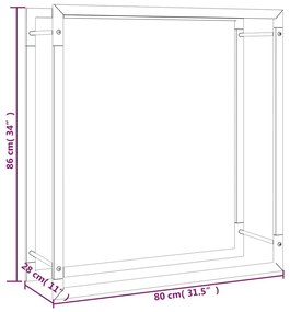 vidaXL Ραφιέρα Καυσόξυλων Ματ Μαύρο 80x28x86 εκ. Ατσάλι