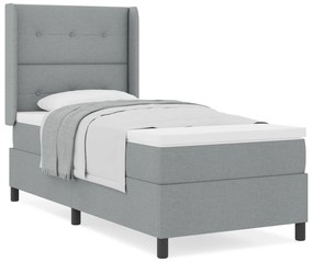 vidaXL Κρεβάτι Box Spring με Στρώμα  σε Ανοιχτό Γκρι 90x190 εκ. Υφάσματος