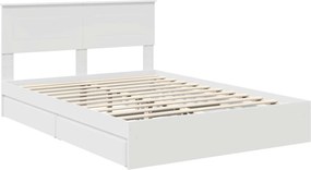 vidaXL Κρεβάτι Αποθήκης Λευκό 140 x 190 cm Επεξεργασμένο ξύλο