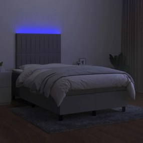 vidaXL Κρεβάτι Boxspring με Στρώμα &amp; LED Αν.Γκρι 120x190εκ. Υφασμάτινο