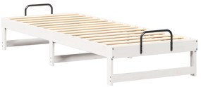 vidaXL Κρεβάτι με λαβές μεταφοράς Λευκό 80 x 200 cm Μασίφ ξύλο πεύκου