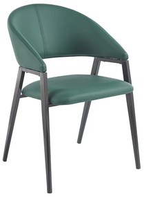 DELI Πολυθρόνα Μέταλλο Βαφή Μαύρο, Pu Forest Green  52x62x83cm [-Μαύρο-, -Πράσινο-] [-PU - PVC-, -Μέταλλο-] ΕΜ175,1