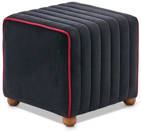 Σκαμπώ Mona Megapap βελούδινο χρώμα μαύρο 40x40x40εκ.-GP043-0086,1