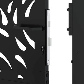 Πύλη κήπου Μαύρη 105x130 cm Ατσάλινη φλόγα σχεδιασμού - Μαύρο