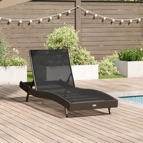 vidaXL Ξαπλώστρα με μαξιλάρι 1-πρόσωπο Καφέ 197 x 70 x 82 εκ. Πολυ ράταν