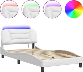 vidaXL Πλαίσιο κρεβατιού με LED χωρίς στρώμα Hvar Λευκό 100x200 εκ.