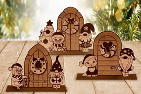 Σετ των 3 Intra απο ξύλο plywood 3mm-4mm πάχος Χριστουγεννιάτικο Διακοσμητικό Πορτών, Στολίδι Δίασταση 2x2 cm INTRAFABR-85928009