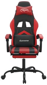 vidaXL Καρέκλα Gaming Μασάζ Υποπόδιο Μαύρο/Κόκκινο από Συνθετικό Δέρμα