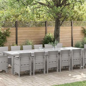 vidaXL Σέτ φαγητού για κήπο 15 pcs Ανοιχτό γκρι Rattan Polt