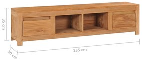 Έπιπλο Τηλεόρασης 135 x 30 x 35 εκ. από Μασίφ Ξύλο Teak - Καφέ