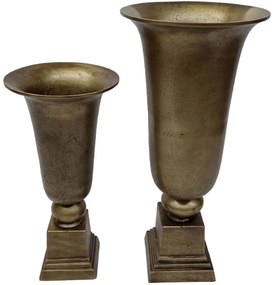 Βάζο Devi (Σετ 2Τμχ) 022160 24x24x50cm Antique Gold Αλουμίνιο