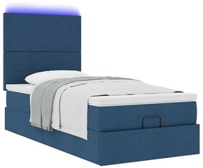 Οθωμανικό κρεβάτι με στρώμα &amp; LEDs Μπλε 100x200 cm Ύφασμα 3313905