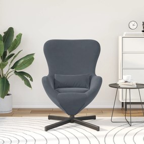 vidaXL Πολυθρόνα Αυγού Dark Grey Βελούδο
