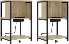vidaXL Κομοδίνο 2 τεμ. Δρύς Sonoma 38 x 31 x 61 εκ Επεξεργασμένο Ξύλο