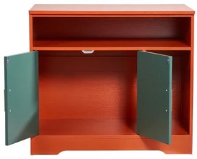 VEVOR Cat Litter Box Enclosure, 79.2 cm Hidden Litter Box Cabinet with Shelf &amp; Storage, Modern Style Indoor Cat Washroom, Wooden Kitty House Furniture End Table, Fit Most Litterboxes, Red &amp; Green