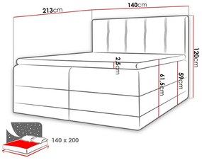 Κρεβάτι continental Baltimore 139, Διπλό, Continental, Καφέ, 140x200, Ταπισερί, Τάβλες για Κρεβάτι, 140x213x120cm, 147 kg, Στρώμα: Ναι | Epipla1.gr