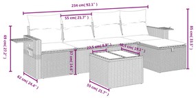 vidaXL Καναπές Κήπου 6 Τεμαχίων Μαύρο από Συνθετικό Ρατάν με Μαξιλάρια