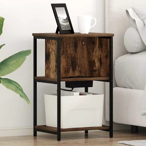 vidaXL Κομοδίνο Καπνιστή δρυς 38 x 31 x 61 εκ Επεξεργασμένο ξύλο