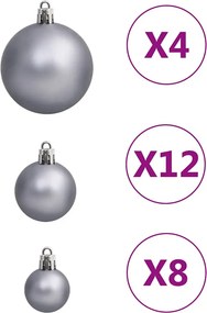 vidaXL Σετ Μπάλες Χριστουγεννιάτικες 111 τεμ. Λευκές/Γκρι Πολυστυρένιο
