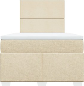 vidaXL Κρεβάτι Boxspring με Στρώμα Κρεμ 120x190 εκ. Υφασμάτινο