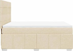 vidaXL Κρεβάτι Boxspring με Στρώμα Κρεμ 140x190 εκ. Υφασμάτινο