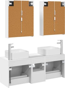 vidaXL Σετ Επίπλων Μπάνιου 5 pcs Λευκό Επεξεργασμένο Ξύλο και Γυαλί