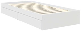 vidaXL Κρεβάτι Αποθήκης Λευκό 90 x 200 cm Επεξεργασμένο ξύλο