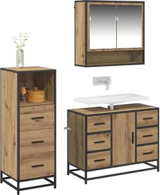 vidaXL Σετ Επίπλων Μπάνιου 3 pcs Artisan Oak Επεξεργασμένο ξύλο